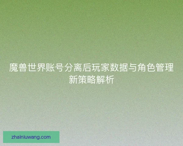 魔兽世界账号分离后玩家数据与角色管理新策略解析